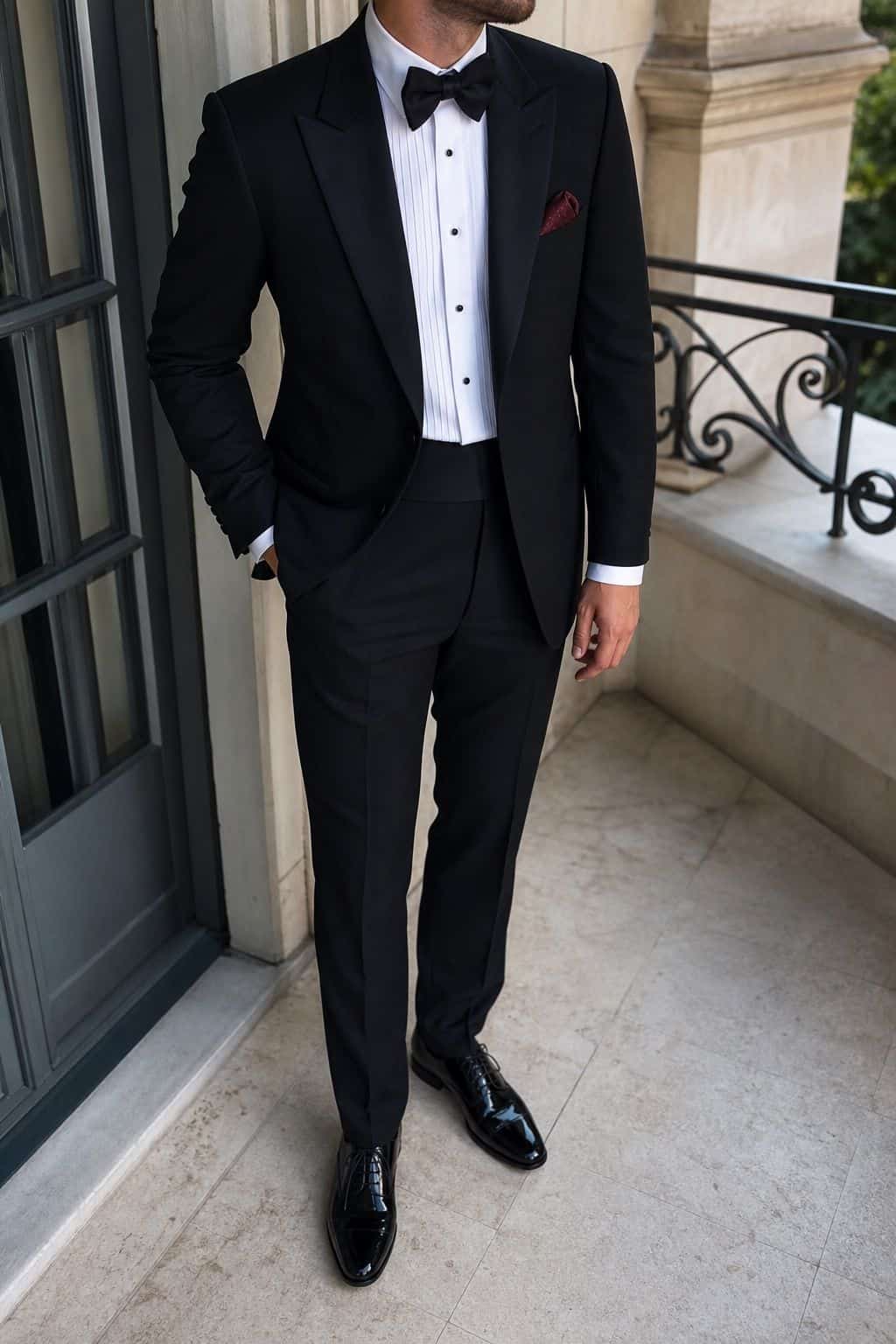 Lightweight wool tuxedo for a black-tie summer wedding