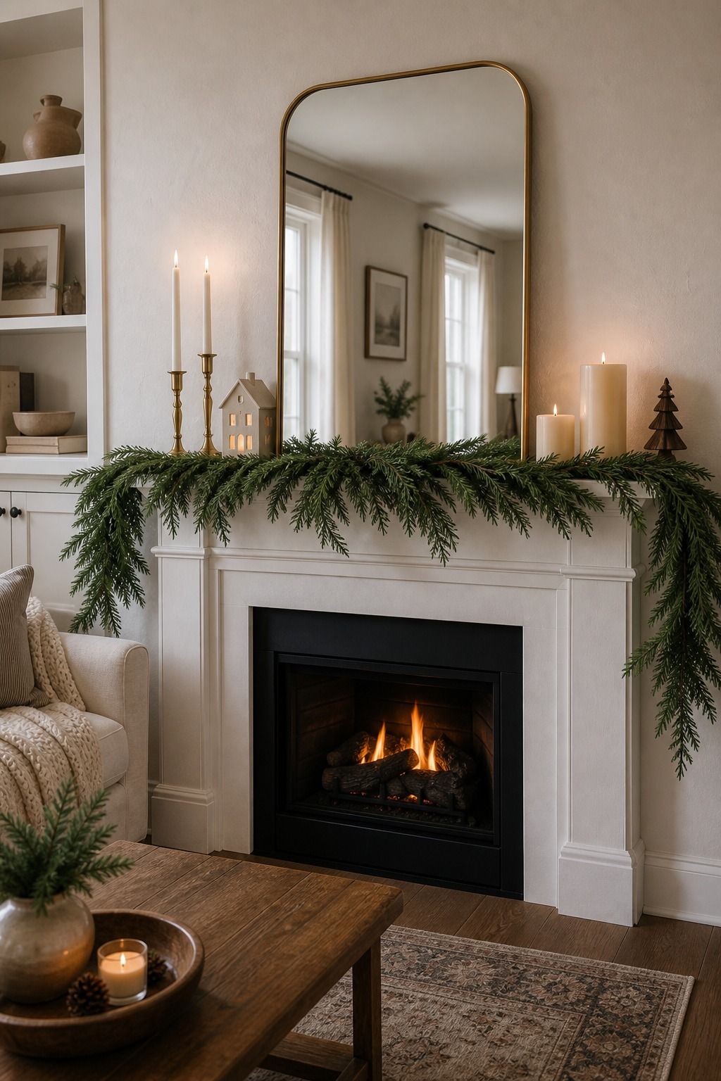 Choose One Greenery Variety for a Clean Look small apartment idea for Top 17 Modern Christmas Mantle Decorations for Small Spaces.