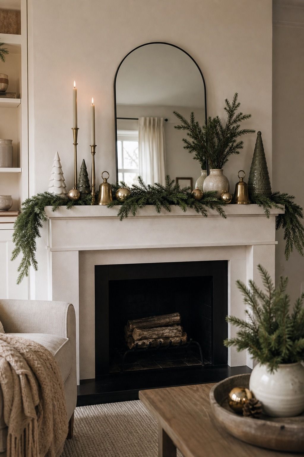 Skip the Bows, Use Clean Accents Instead small apartment idea for Top 17 Modern Christmas Mantle Decorations for Small Spaces.