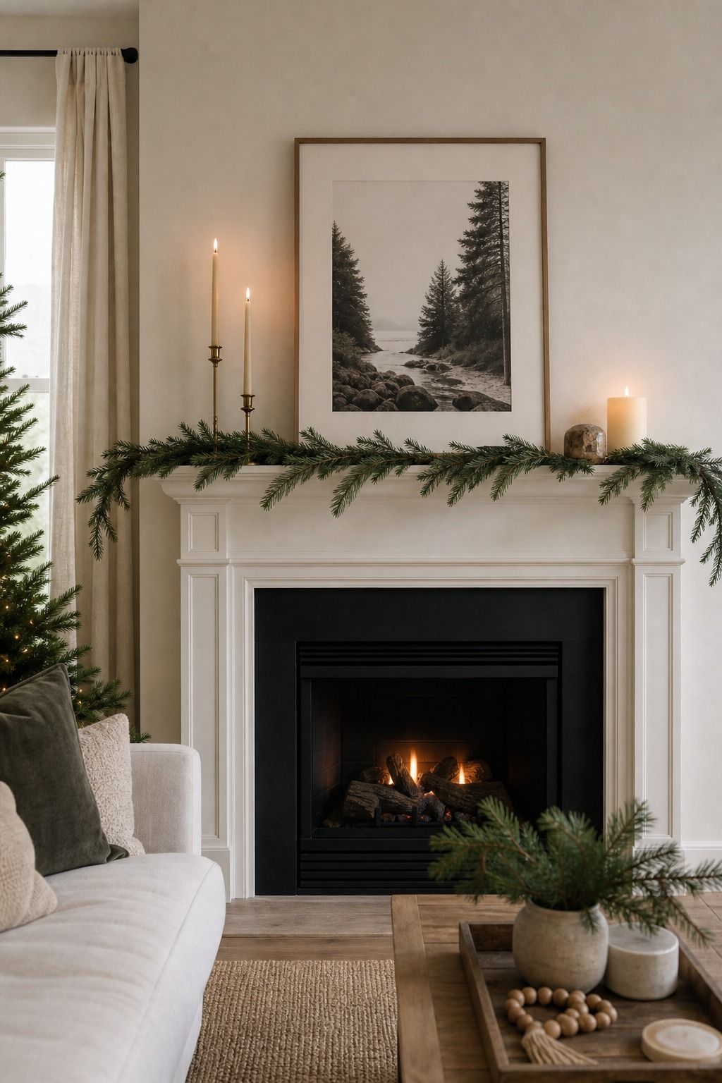 Keep the Garland Spare, Not Stuffed small apartment idea for Top 17 Modern Christmas Mantle Decorations for Small Spaces.