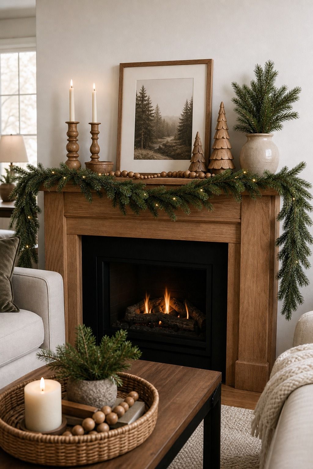 Use Wood Tones for Warmth small apartment idea for Top 17 Modern Christmas Mantle Decorations for Small Spaces.