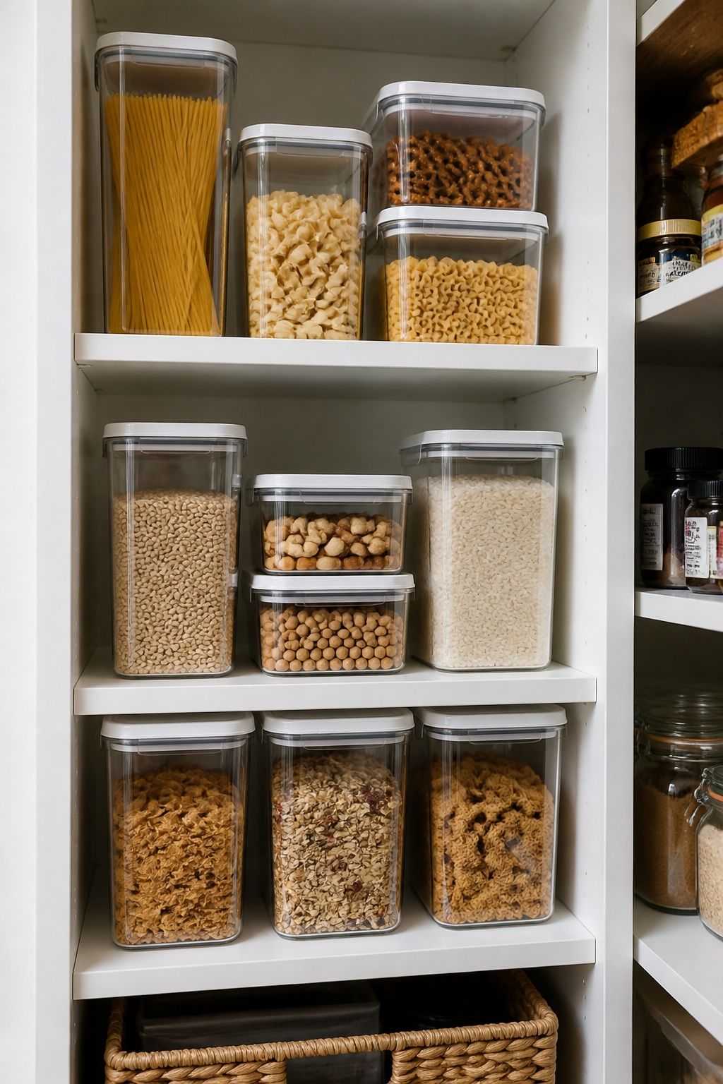 A Set of Airtight Containers for the Pantry small apartment idea for Top 20 Small Apartment Essentials Every Renter Needs.