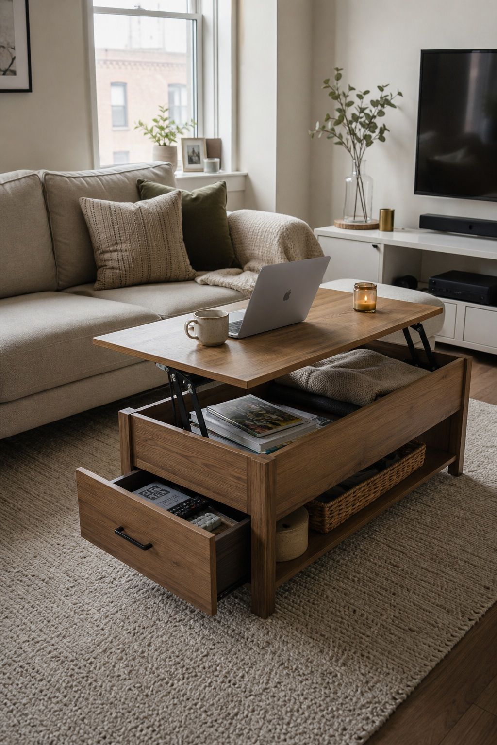 A Coffee Table With Storage small apartment idea for Top 20 Small Apartment Essentials Every Renter Needs.