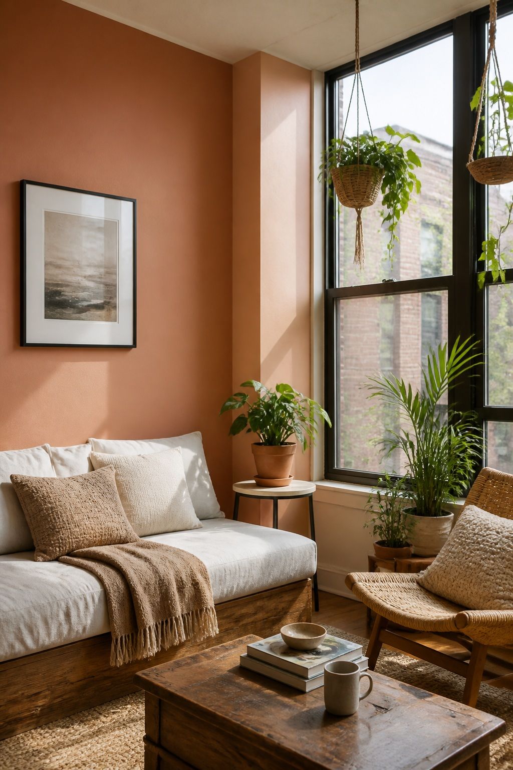 Pale Terracotta Walls or Single Accent Wall small apartment idea for Top 20 Sunroom Aesthetic Ideas You Can Try This Weekend.