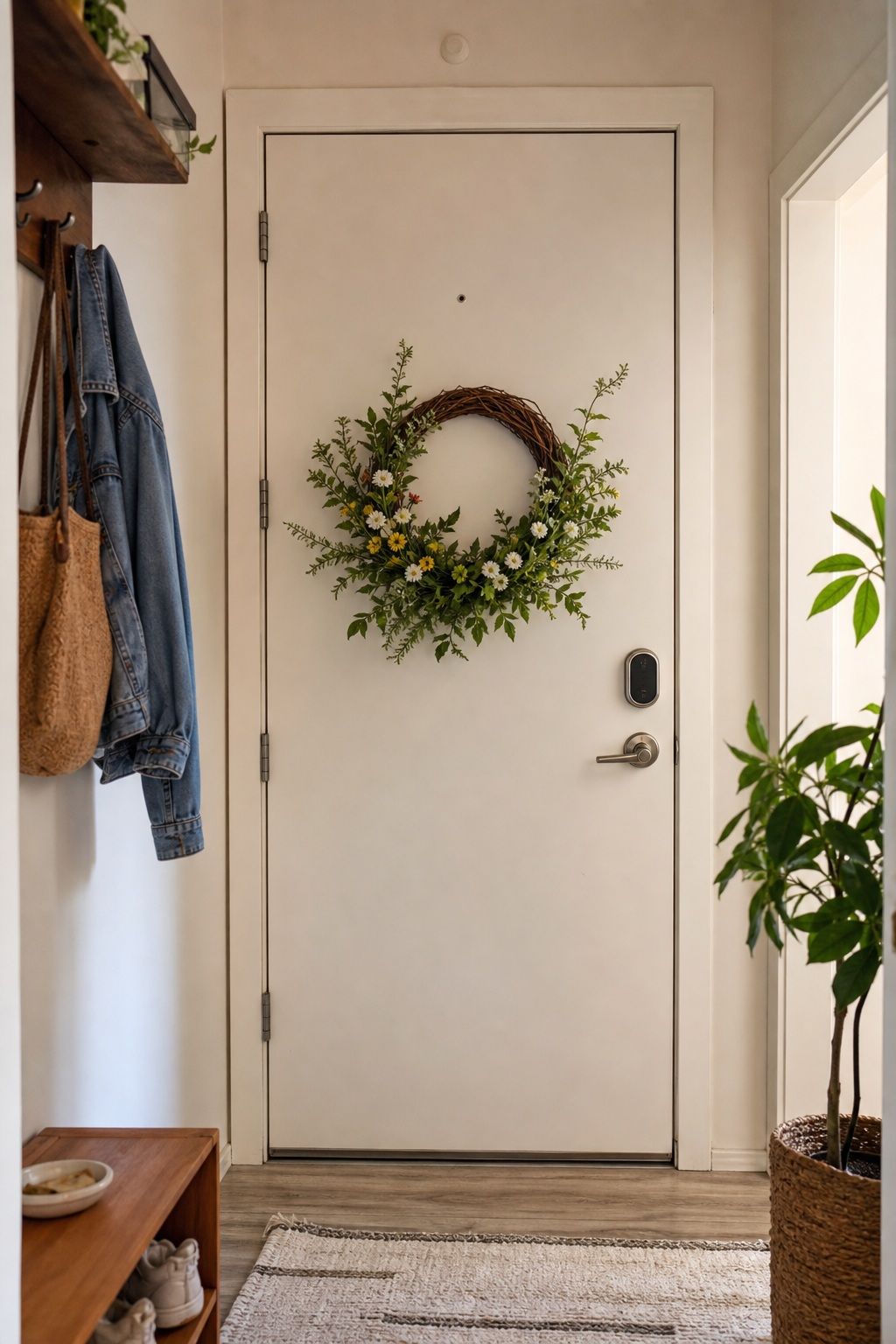 A Lightweight Grapevine Summer Wreath small apartment idea for Top 17 Door Summer Decor Ideas for Small Apartments.