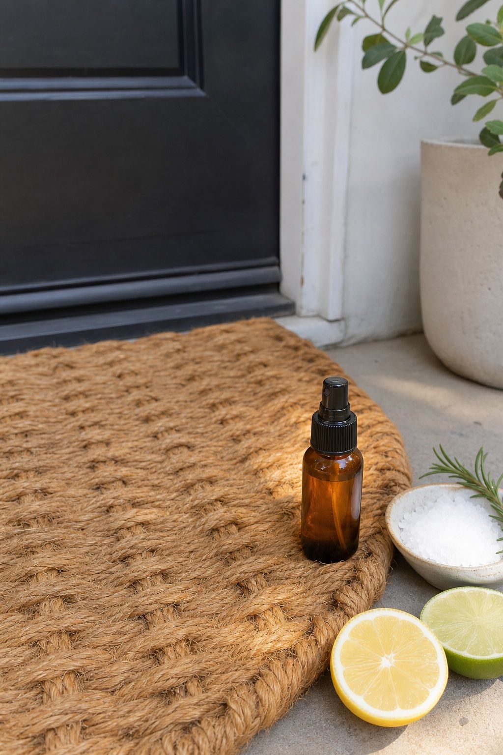 A Citrus or Sea Salt Scented Doormat Spray small apartment idea for Top 17 Door Summer Decor Ideas for Small Apartments.