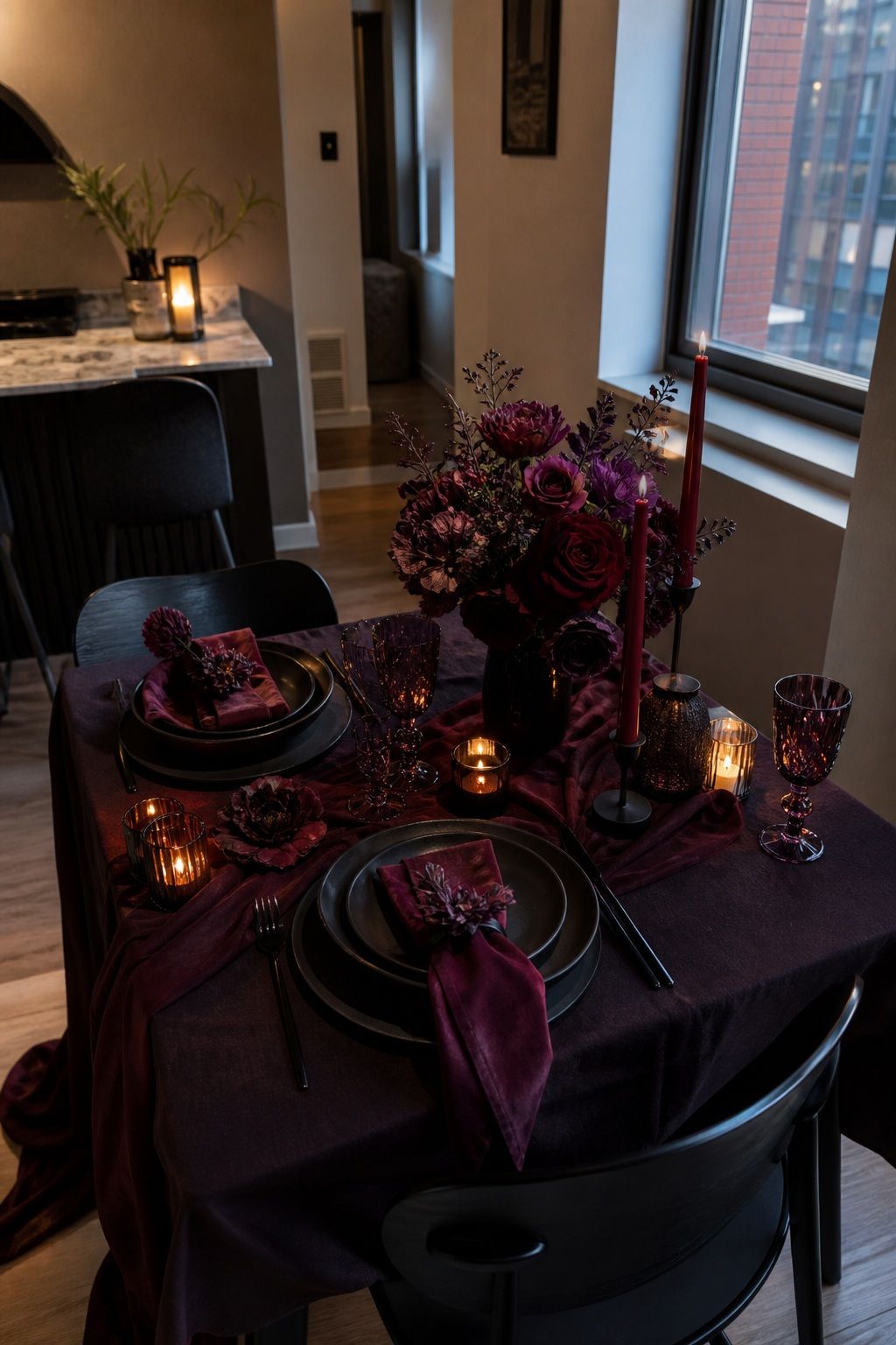 Try a Moody Vamp Romanticism Palette small apartment idea for Top 17 Romantic Valentines Dinner Table Decor Ideas for Small Apartments.