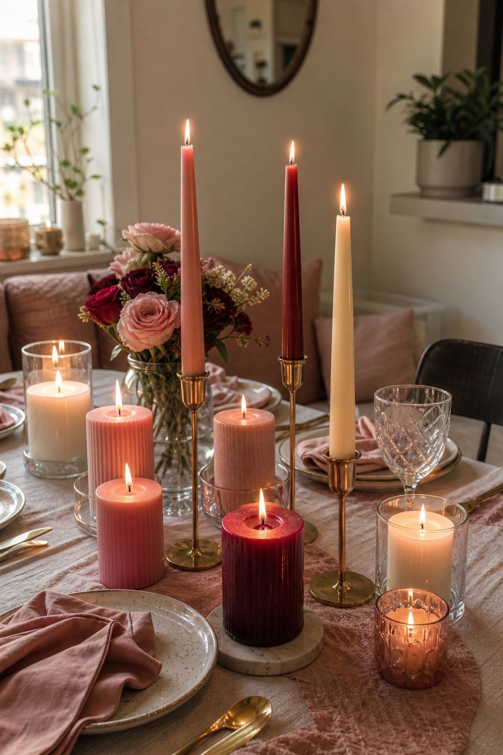 Add Candles in the Palette Tones small apartment idea for Top 17 Romantic Valentines Dinner Table Decor Ideas for Small Apartments.