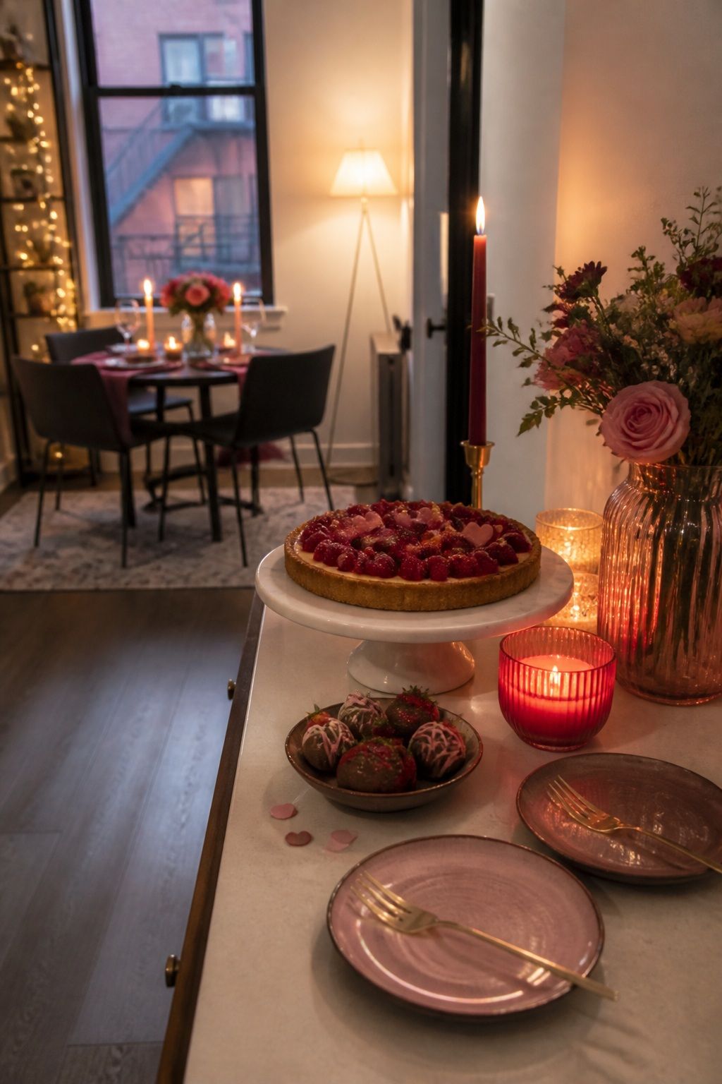 Style a Dessert Moment Away From the Table small apartment idea for Top 17 Romantic Valentines Dinner Table Decor Ideas for Small Apartments.