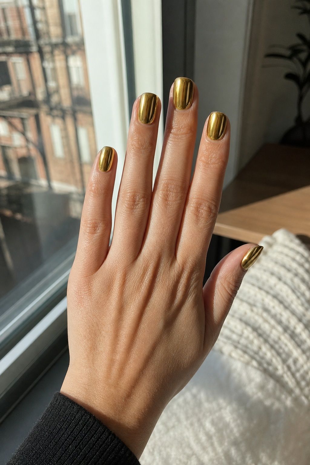 Gold Chrome on Every Nail small apartment idea for Top 16 Classy New Years Eve Nails for a Glamorous Midnight Look.