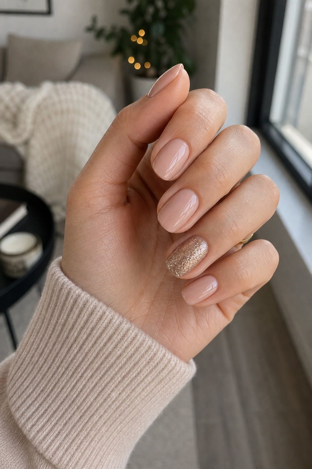A Single Glitter Accent Nail small apartment idea for Top 16 Classy New Years Eve Nails for a Glamorous Midnight Look.