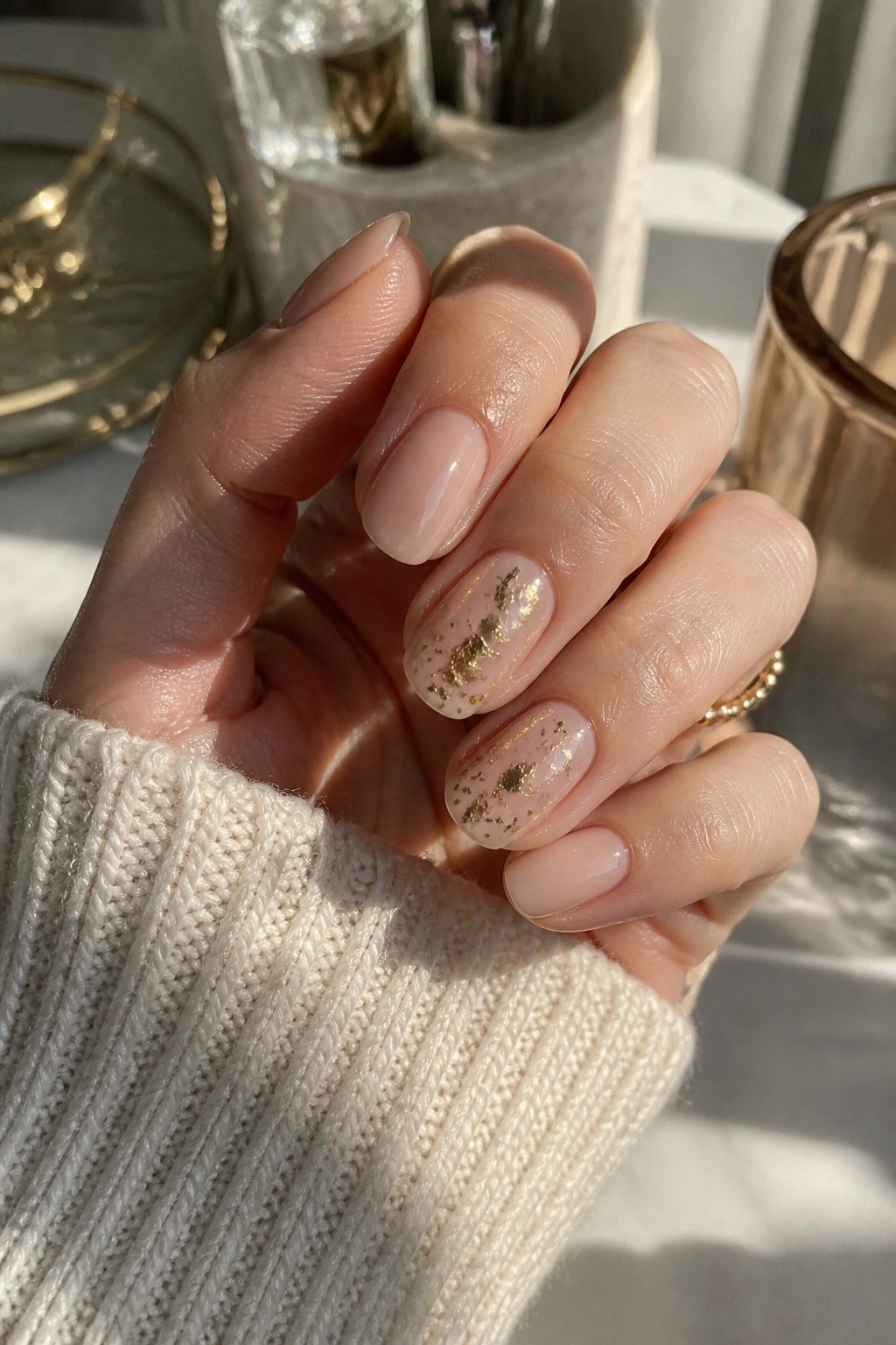 Gold Foil Detailing on Accent Nails small apartment idea for Top 16 Classy New Years Eve Nails for a Glamorous Midnight Look.