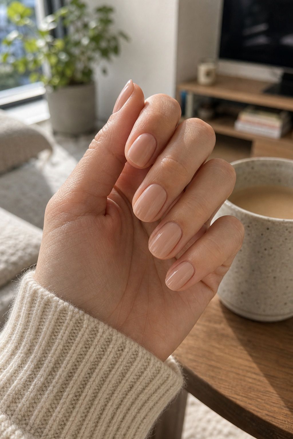 A Classic Nude With a Glossy Finish small apartment idea for Top 16 Classy New Years Eve Nails for a Glamorous Midnight Look.