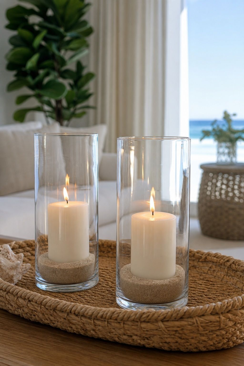 A Pair of Glass Hurricane Lanterns small apartment idea for Top 20 Beach House Interior Ideas for a Small Apartment Refresh.