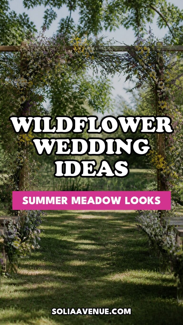 Pinterest pin for Top 17 Summer Wedding Wildflower Ideas for an Effortless Meadow Look from Solia Avenue.