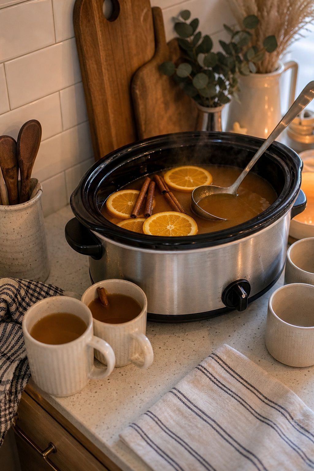 Spiked Apple Cider in a Slow Cooker small apartment idea for Top 16 Friendsgiving Brunch Ideas for a Cozy Late Morning Celebration.