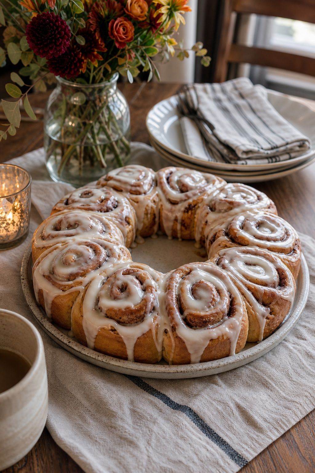 Cinnamon Roll Wreath small apartment idea for Top 16 Friendsgiving Brunch Ideas for a Cozy Late Morning Celebration.