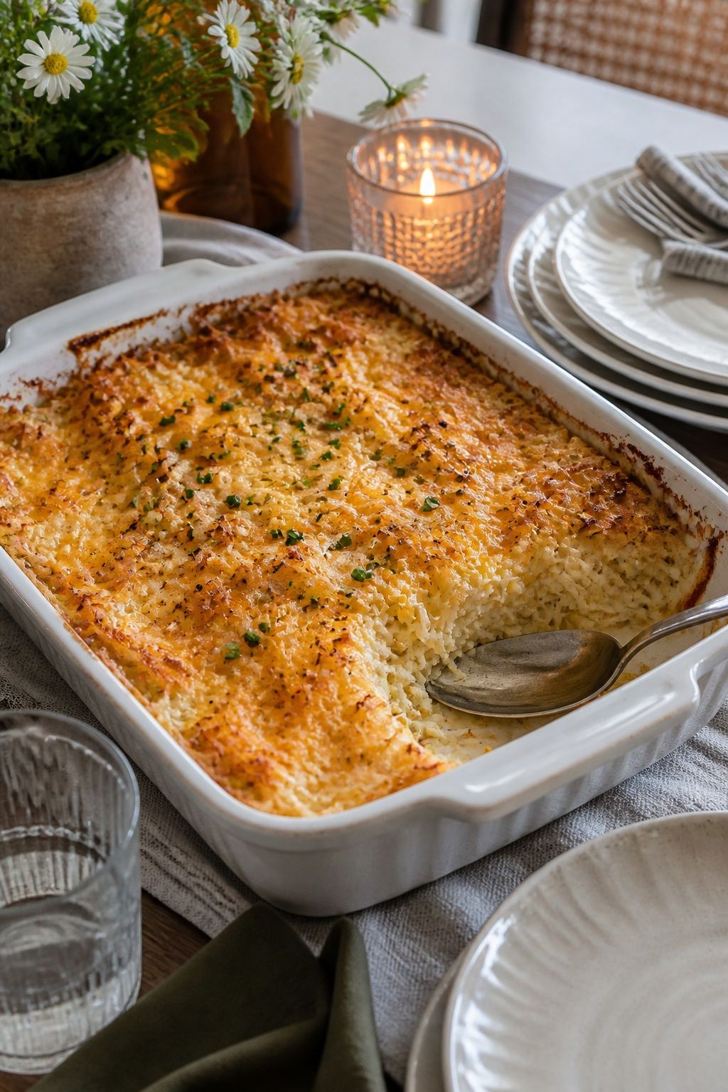Cheesy Hash Brown Bake small apartment idea for Top 16 Friendsgiving Brunch Ideas for a Cozy Late Morning Celebration.