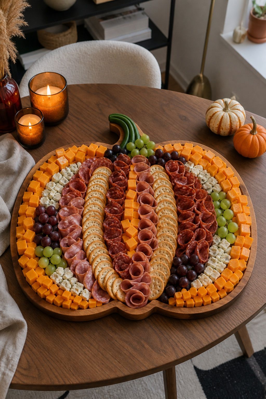 Pumpkin Shaped Layout for a Statement Look small apartment idea for Top 18 Friendsgiving Charcuterie Board Ideas to Wow Your Celebration.