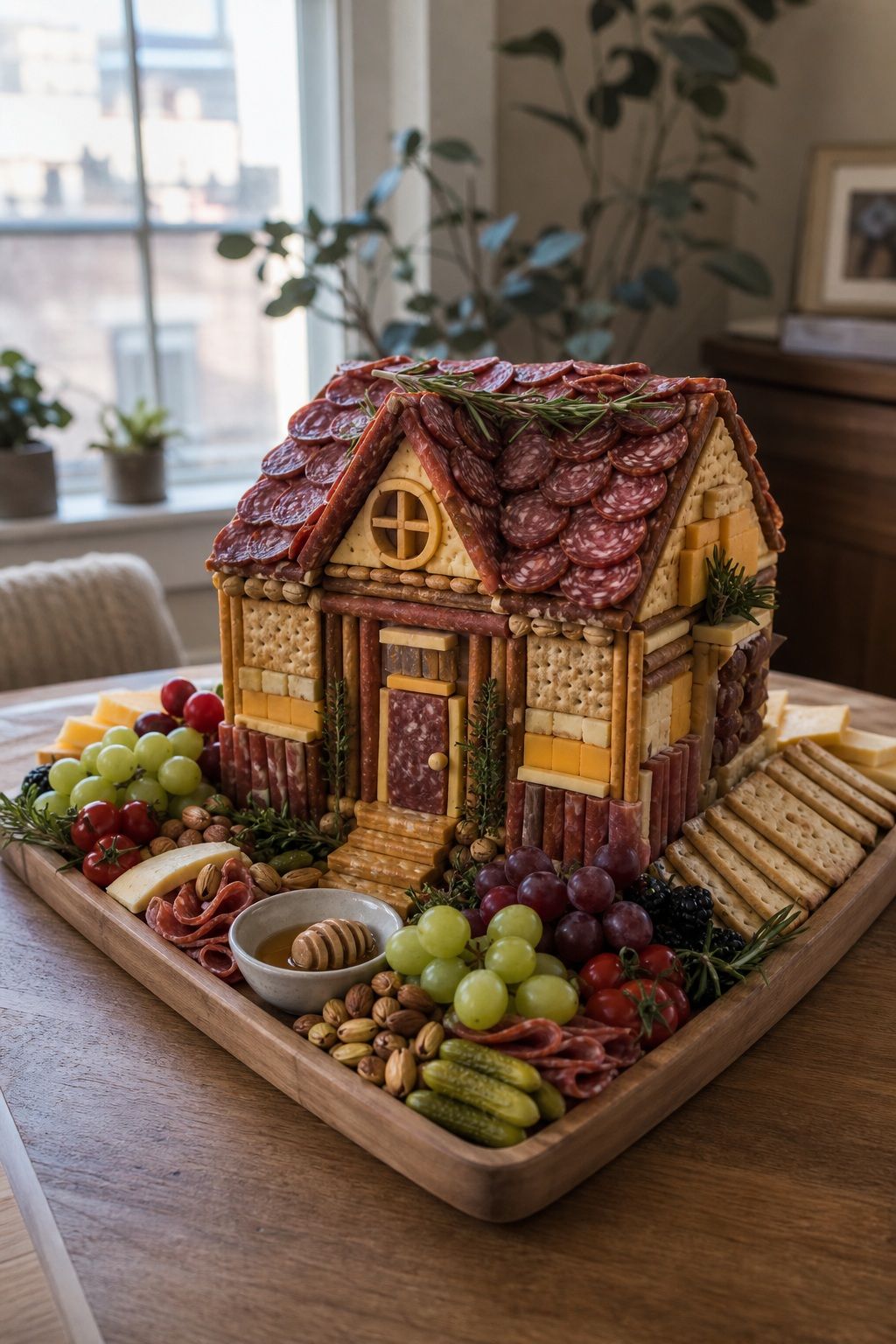 Charcuterie Chalet 3D House Board small apartment idea for Top 18 Friendsgiving Charcuterie Board Ideas to Wow Your Celebration.