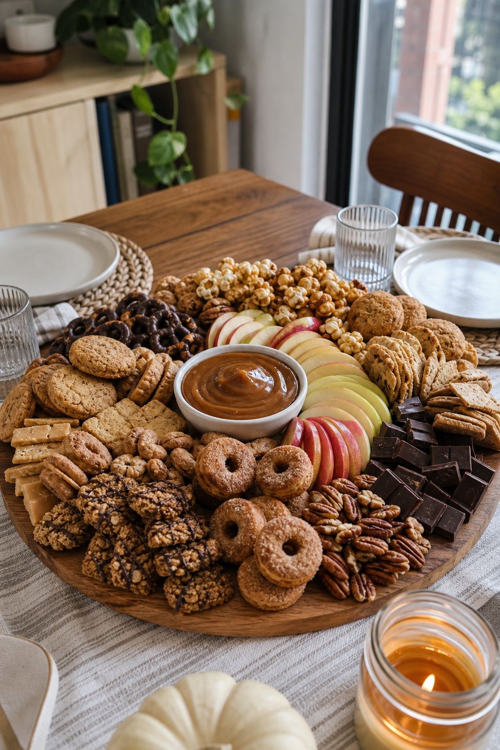 Dessert Charcuterie Board With Caramel and Apples small apartment idea for Top 18 Friendsgiving Charcuterie Board Ideas to Wow Your Celebration.