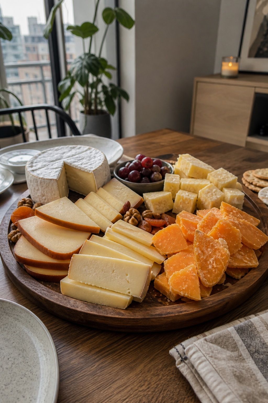 Cheese Selection Smoked Gouda Aged Cheddar Brie Mimolette small apartment idea for Top 18 Friendsgiving Charcuterie Board Ideas to Wow Your Celebration.