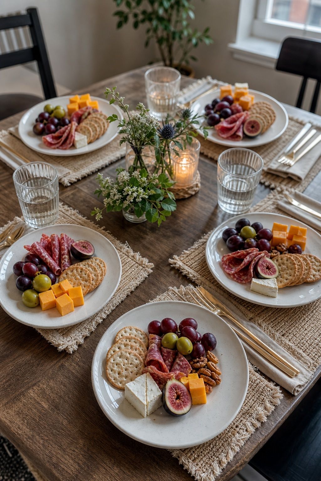 Mini Personal Boards on Salad Plates small apartment idea for Top 18 Friendsgiving Charcuterie Board Ideas to Wow Your Celebration.