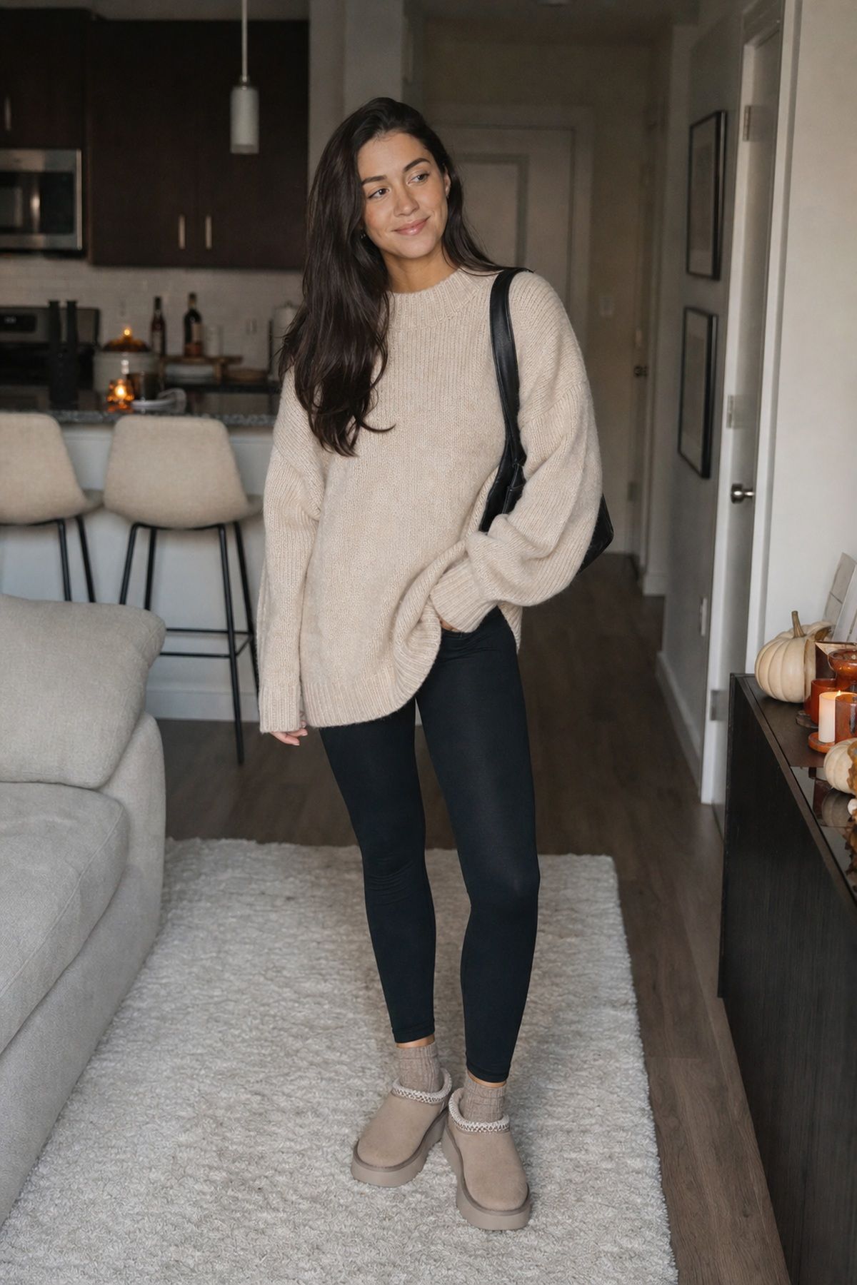 A Sweater and Leggings, Done Right small apartment idea for Top 16 Friendsgiving Outfit Ideas for a Cozy, Chic Look.