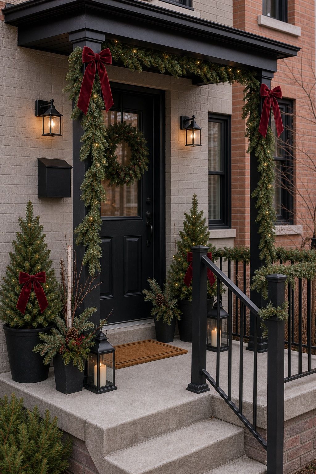Hold the Palette Across the Whole Porch small apartment idea for Top 18 Front Porch Christmas Decor Ideas for Apartments and Small Outdoor Spaces.