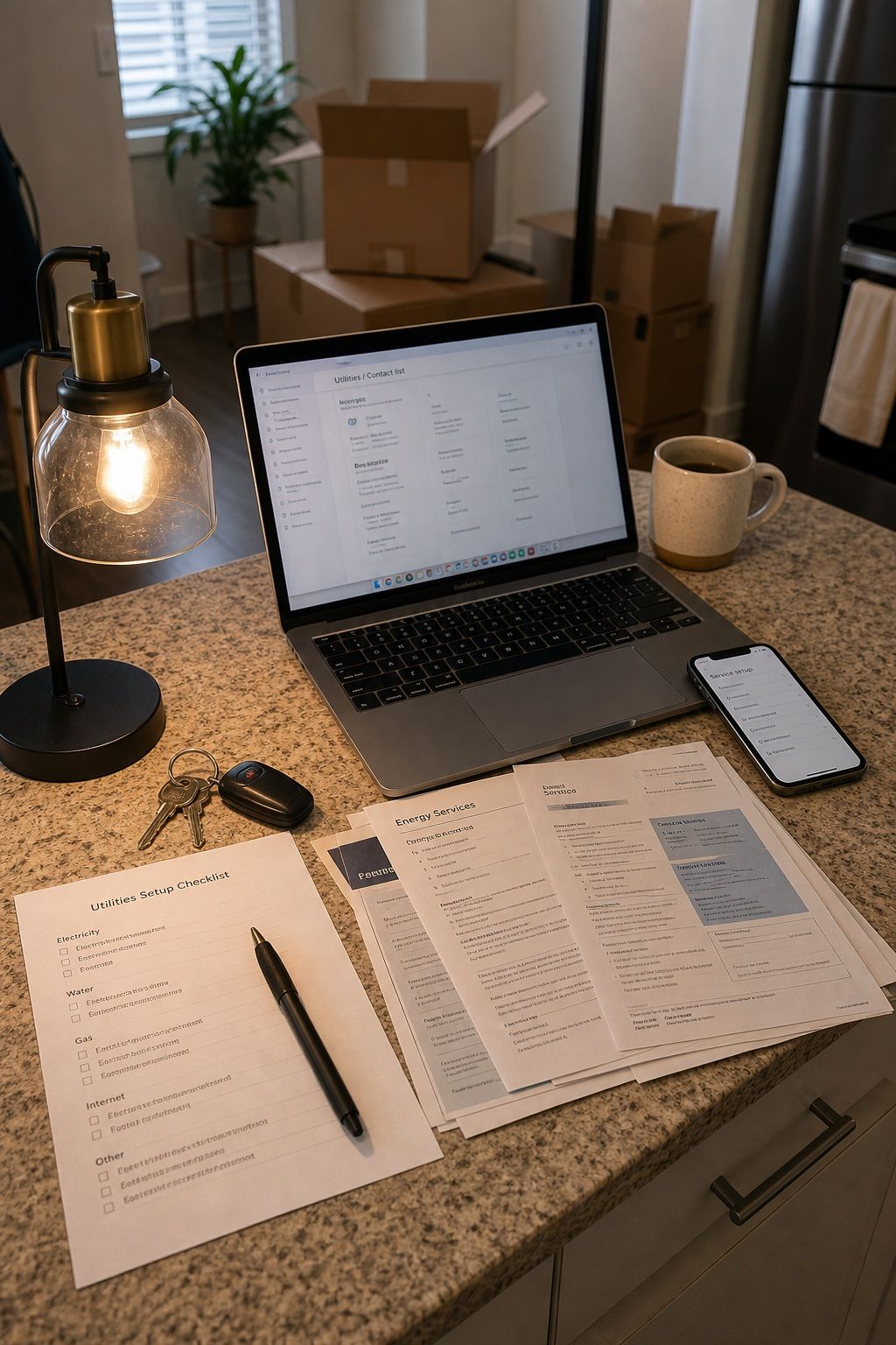 Set Up Utilities Before Move-In Day first apartment moving out checklist idea.