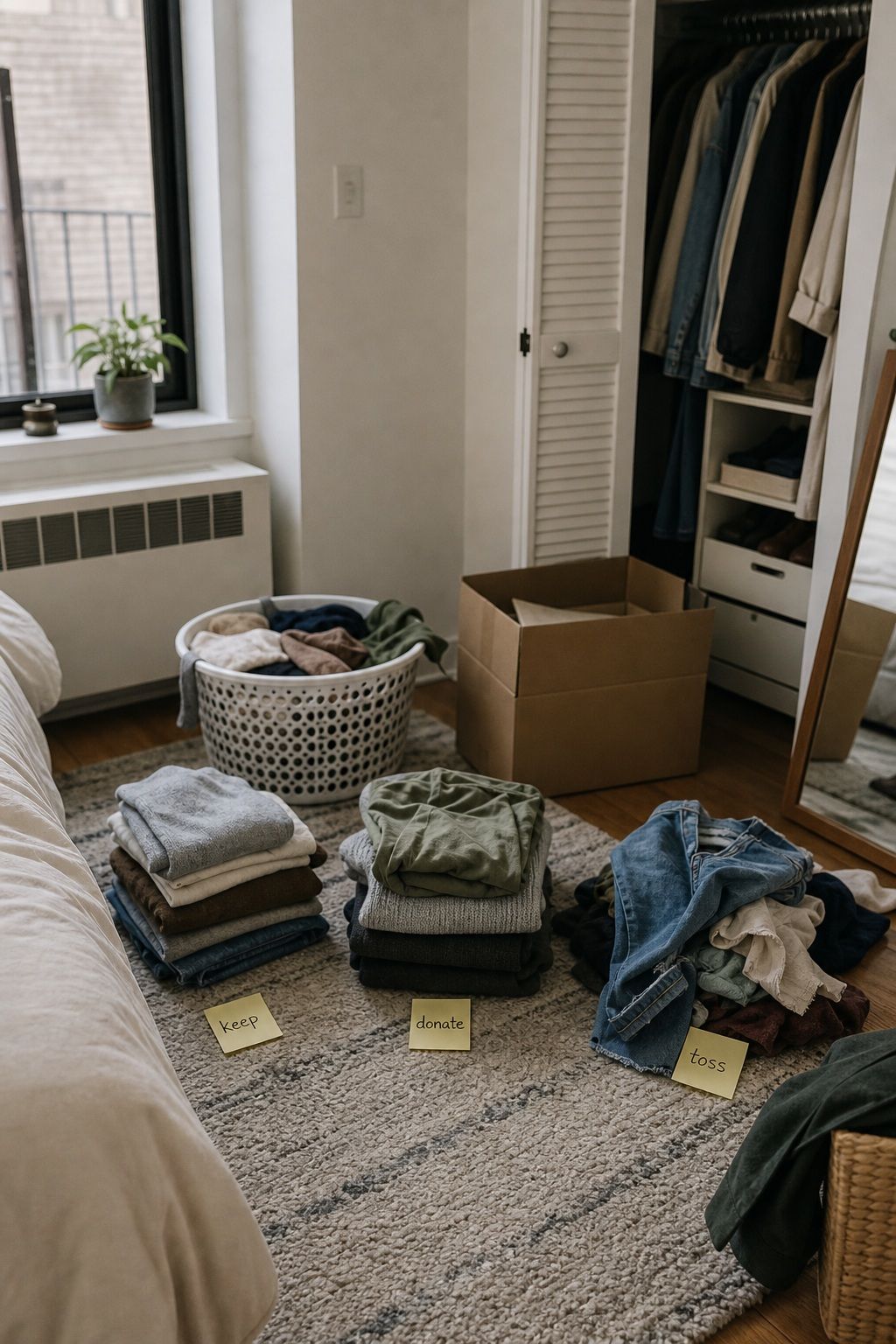 Declutter Before You Pack a Single Box first apartment moving out checklist idea.