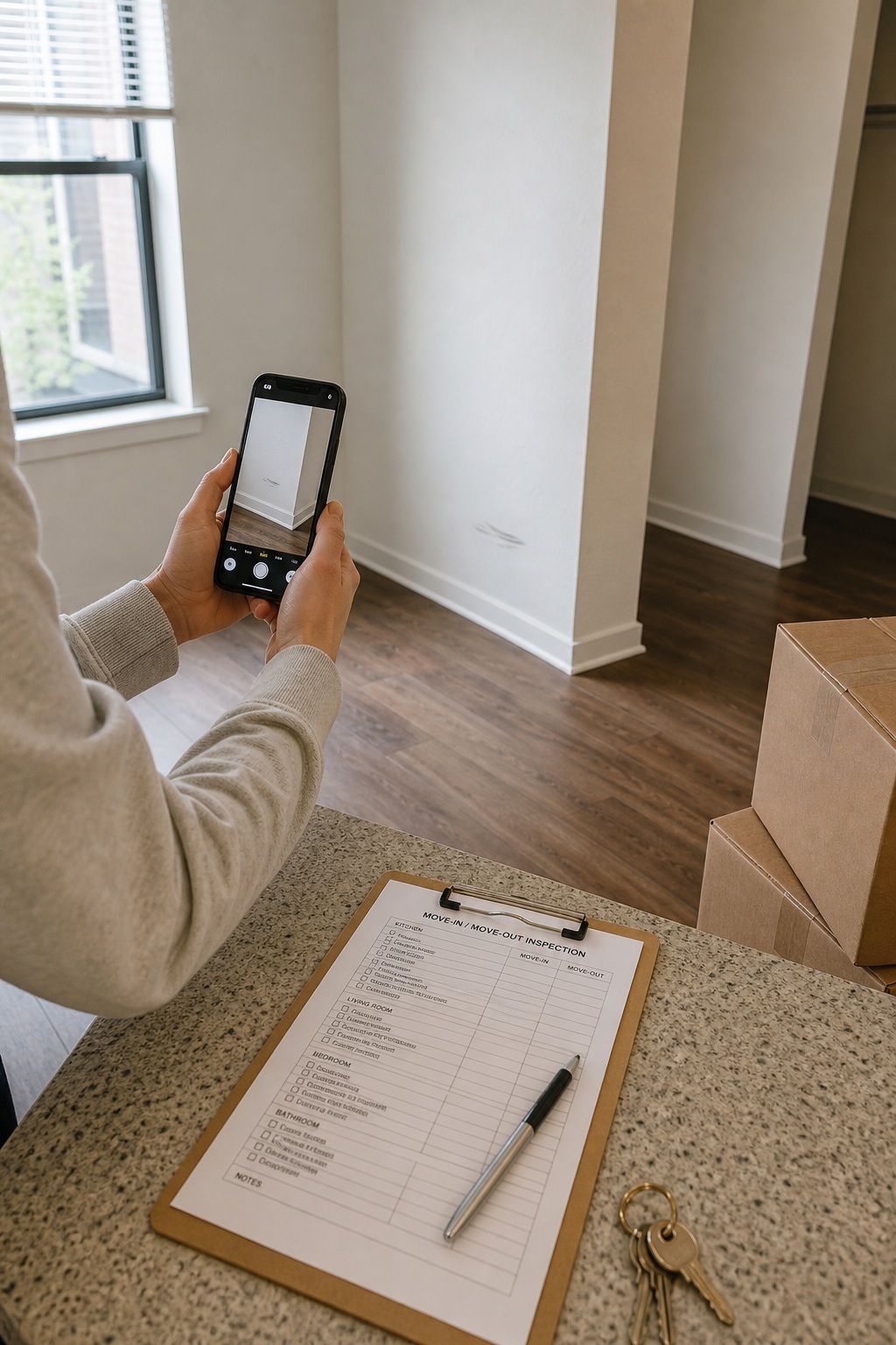 Do a Walk-Through and Document Everything first apartment moving out checklist idea.