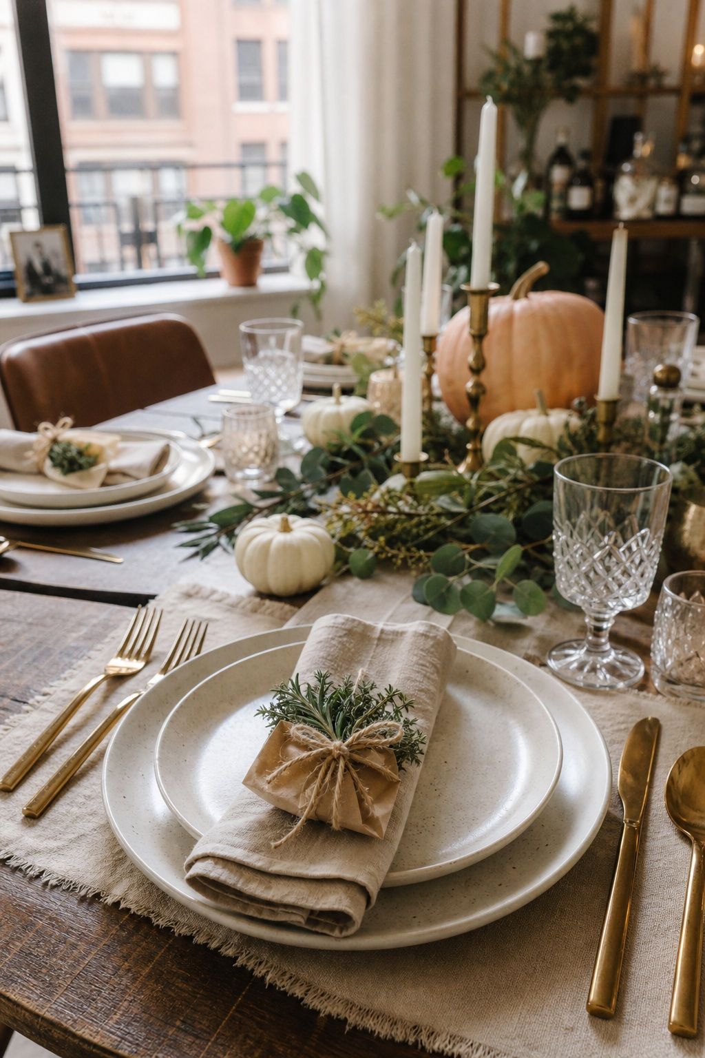 End With a Small Themed Favor at Each Plate small apartment idea for Top 17 Beautiful Rustic Thanksgiving Tablescapes for a Warm Family Gathering.