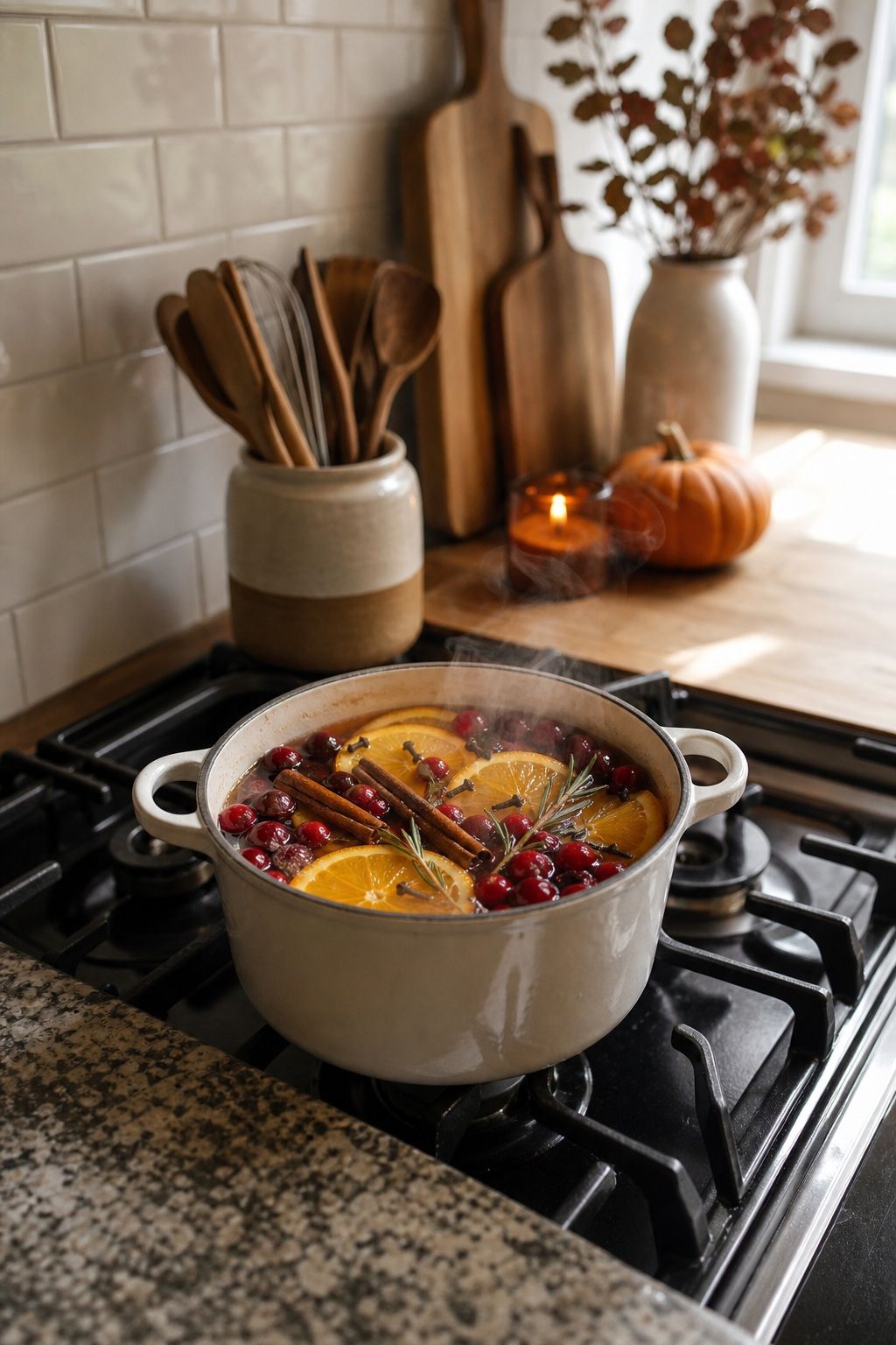 Keep a Holiday Simmer Pot Going small apartment idea for Top 17 Warm Thanksgiving Kitchen Decor Ideas for Small Apartments.