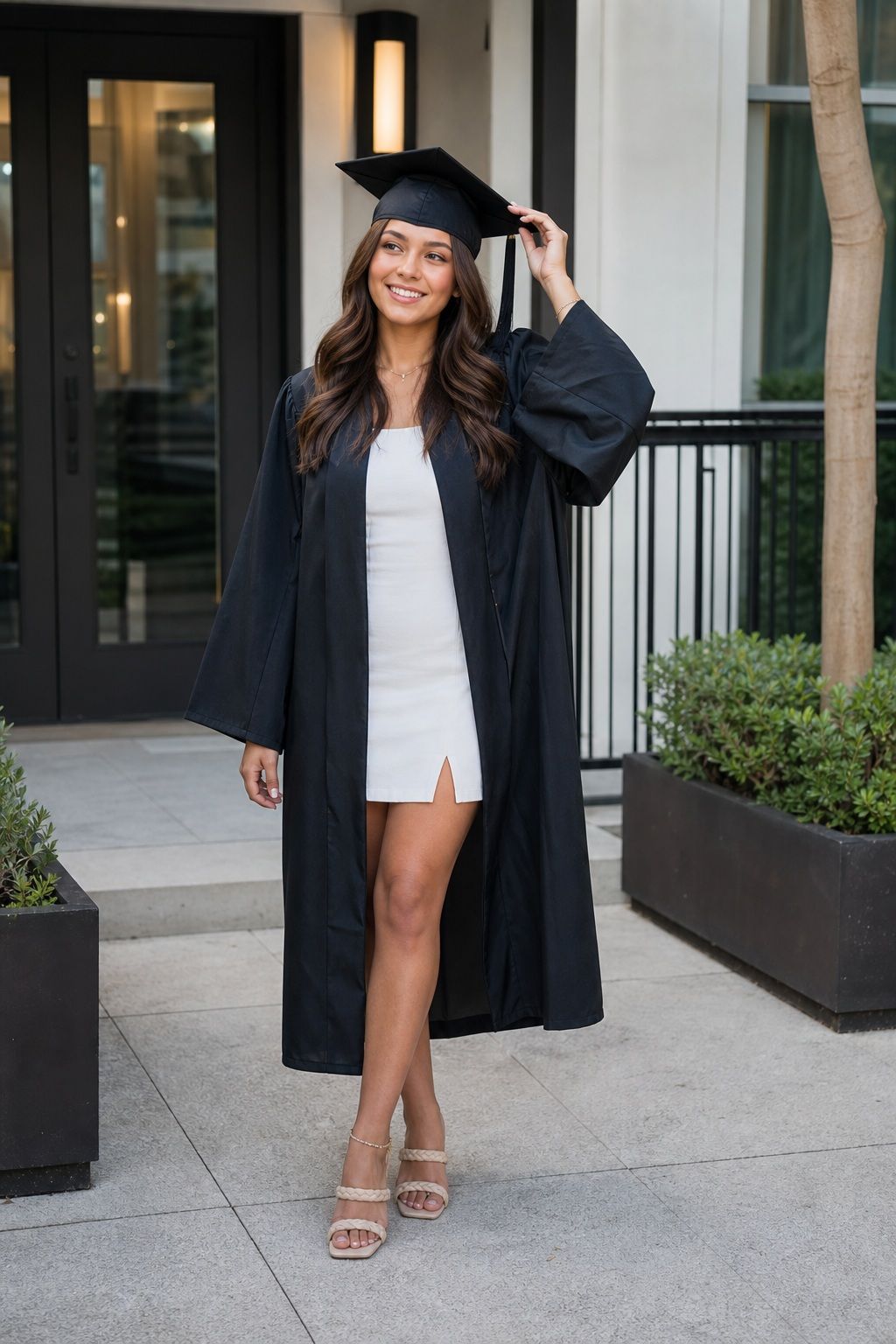 One Hand Adjusting the Cap for a Natural Candid Look small apartment idea for Top 16 Graduation Poses to Make Your Photos Unforgettable.