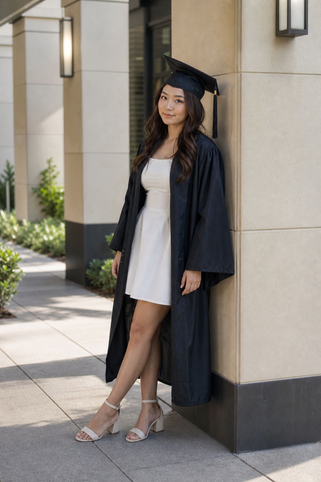 Lean Against a Wall or Pillar With Arms Crossed or at Sides small apartment idea for Top 16 Graduation Poses to Make Your Photos Unforgettable.