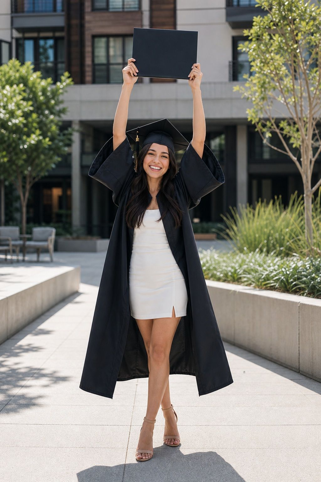 Hold Diploma Overhead With Both Arms Extended small apartment idea for Top 16 Graduation Poses to Make Your Photos Unforgettable.