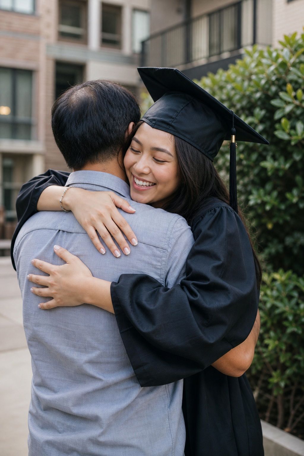 Parent Hug Captured Candid From the Side small apartment idea for Top 16 Graduation Poses to Make Your Photos Unforgettable.