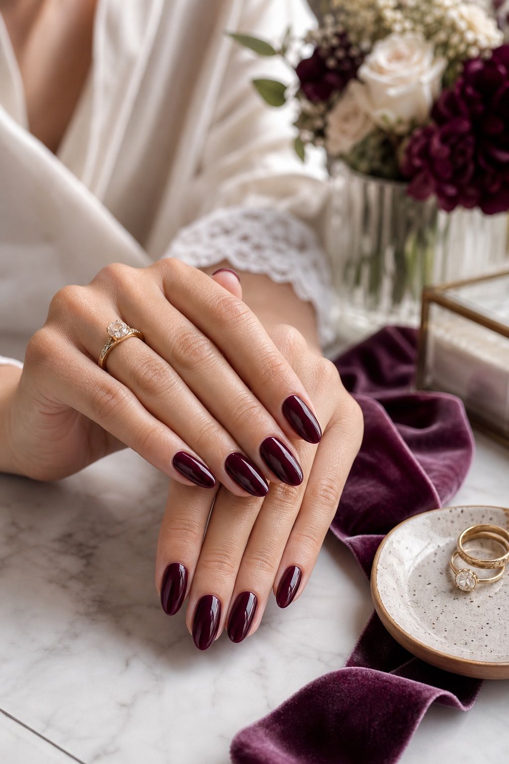 Rich Plum small apartment idea for Top 17 Glamorous Winter Wedding Nail Ideas for Every Bride.