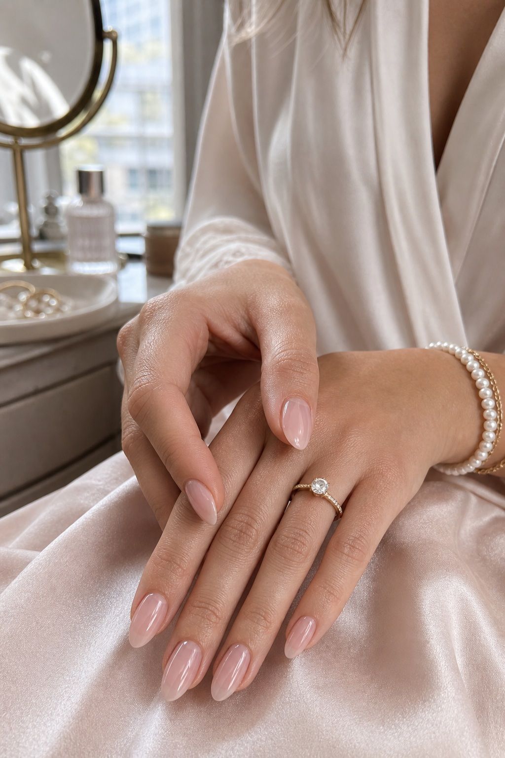 Blush Pink Sheer small apartment idea for Top 17 Glamorous Winter Wedding Nail Ideas for Every Bride.
