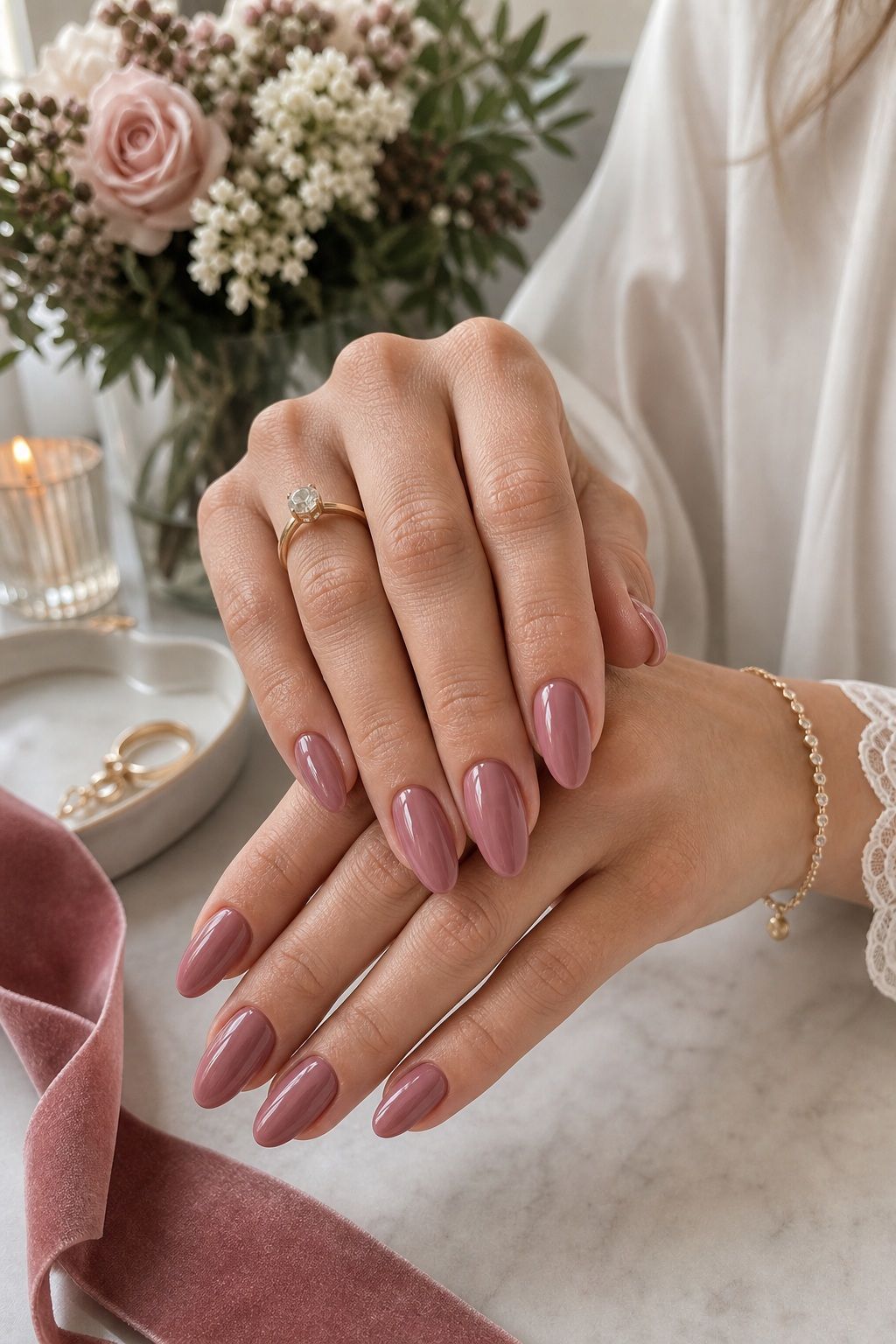 Dusty Rose small apartment idea for Top 17 Glamorous Winter Wedding Nail Ideas for Every Bride.