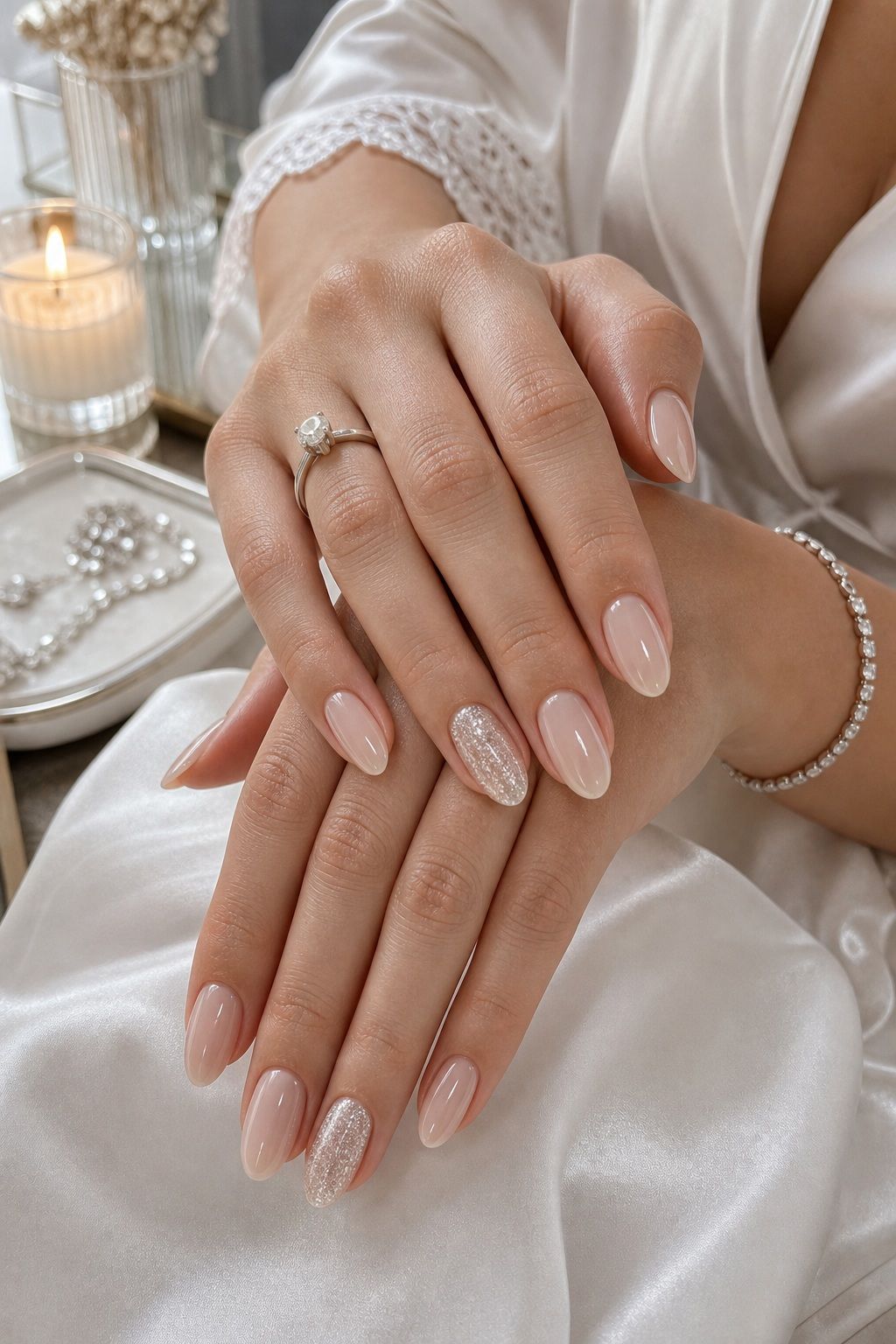 Silver Glitter Accent small apartment idea for Top 17 Glamorous Winter Wedding Nail Ideas for Every Bride.