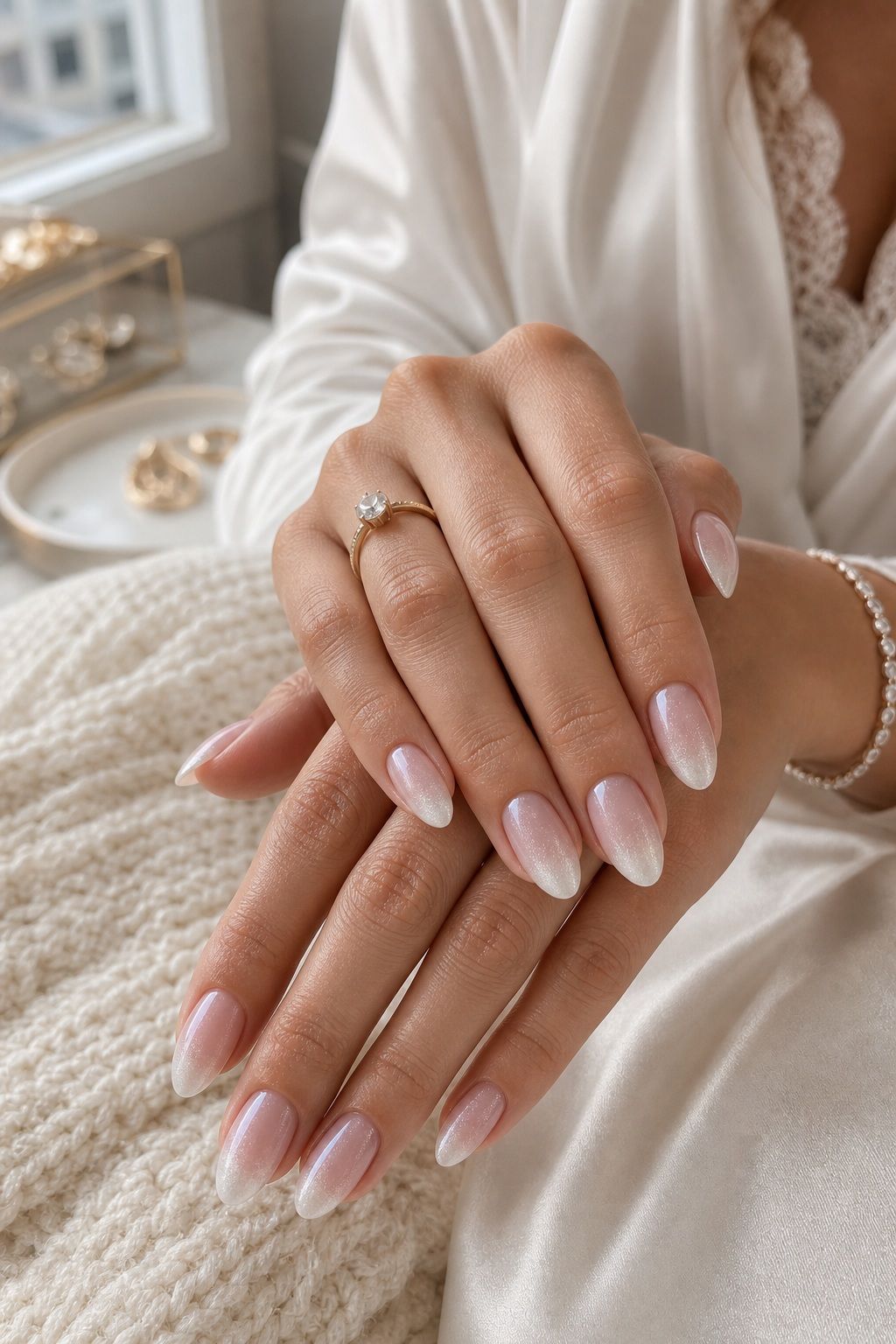 Frosted Ombre small apartment idea for Top 17 Glamorous Winter Wedding Nail Ideas for Every Bride.