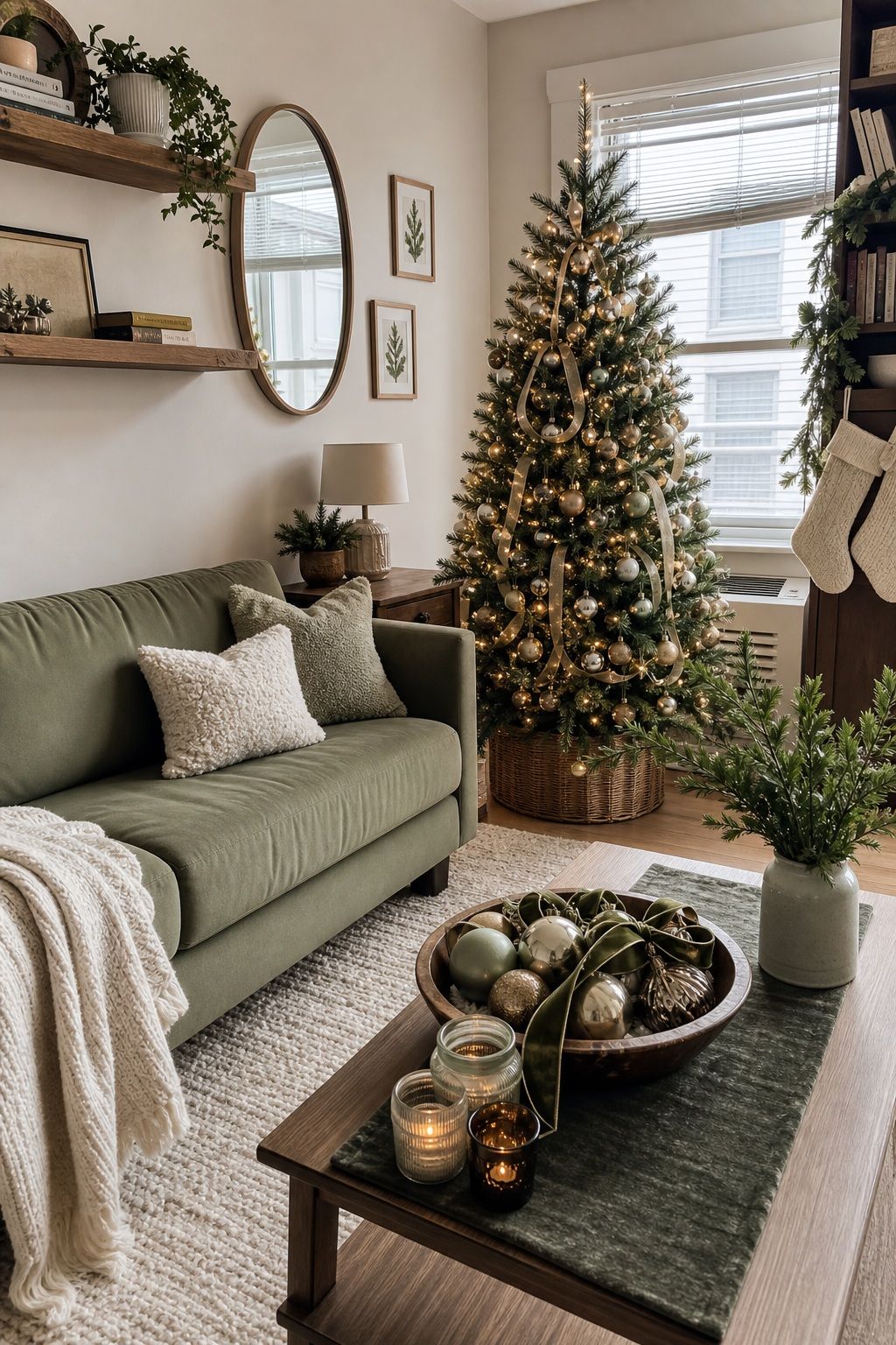 Build From Your Existing Room Colors small apartment idea for Top 19 Christmas Decor Ideas for the Living Room in Small Apartments.