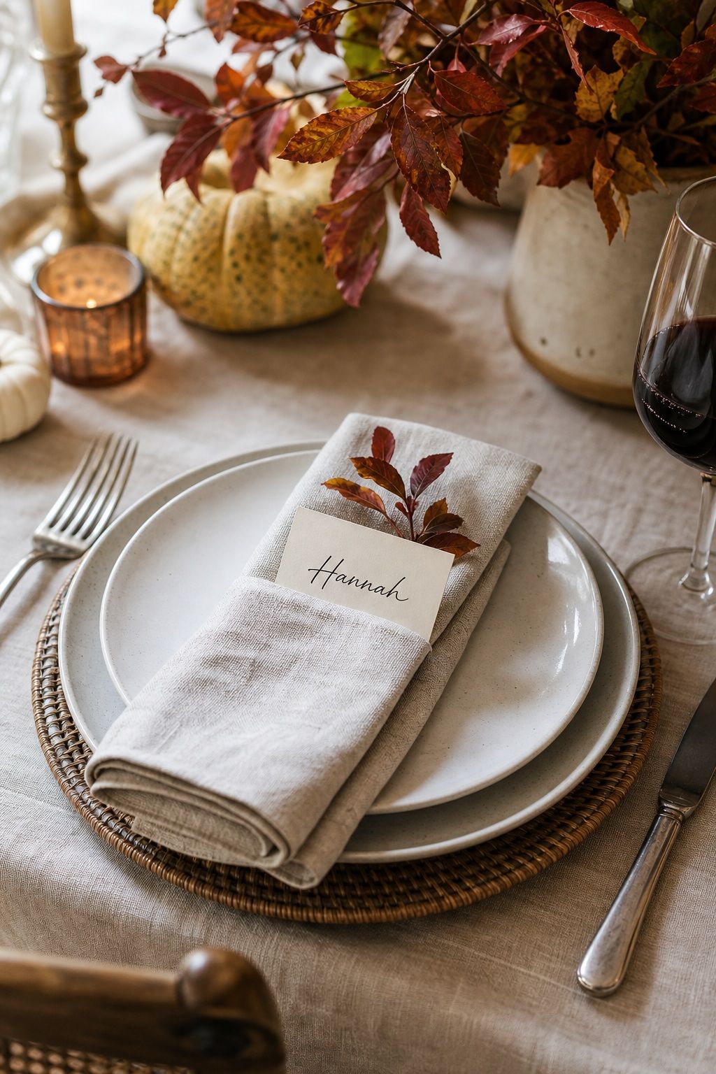 Use Place Cards as a Styling Detail small apartment idea for Top 17 Chic Friendsgiving Decor Ideas for Small Apartments.