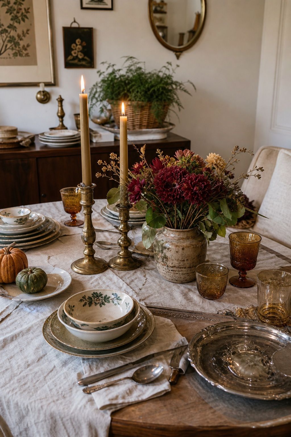 Add Thrifted Pieces With Character small apartment idea for Top 17 Chic Friendsgiving Decor Ideas for Small Apartments.