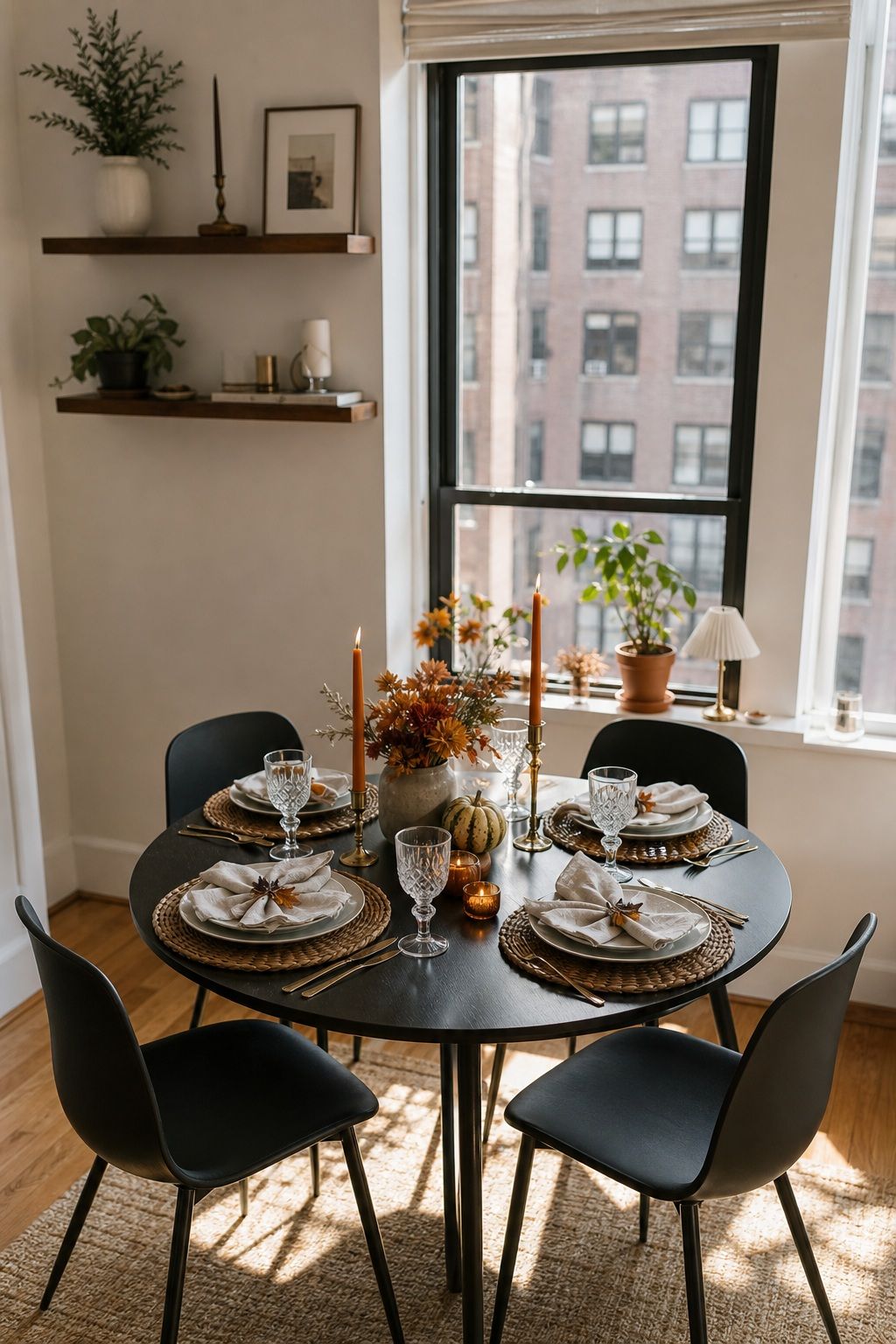 Style a Small Table So It Feels Intentional small apartment idea for Top 17 Chic Friendsgiving Decor Ideas for Small Apartments.