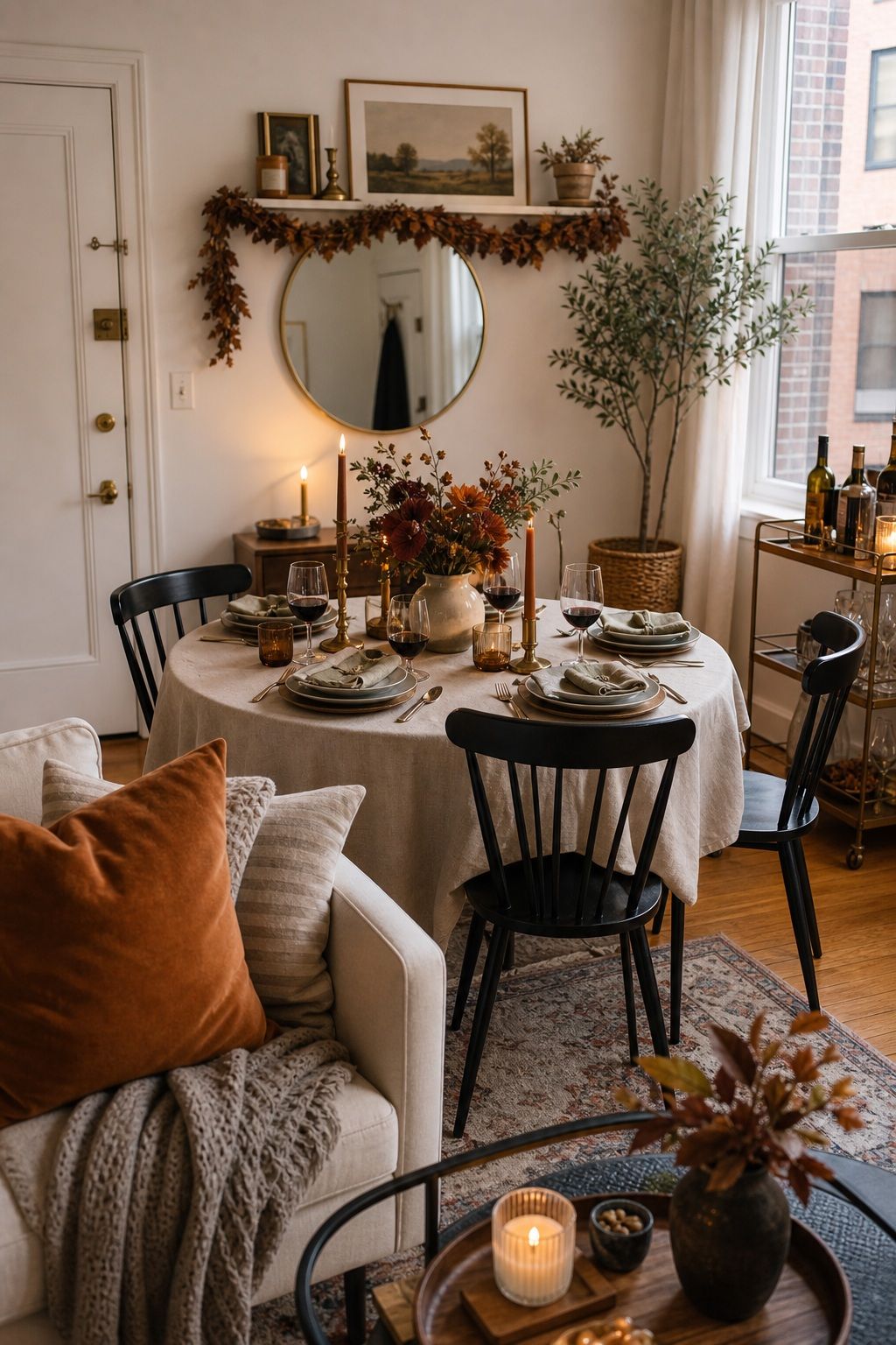 Keep the Whole Look Edited and Cohesive small apartment idea for Top 17 Chic Friendsgiving Decor Ideas for Small Apartments.