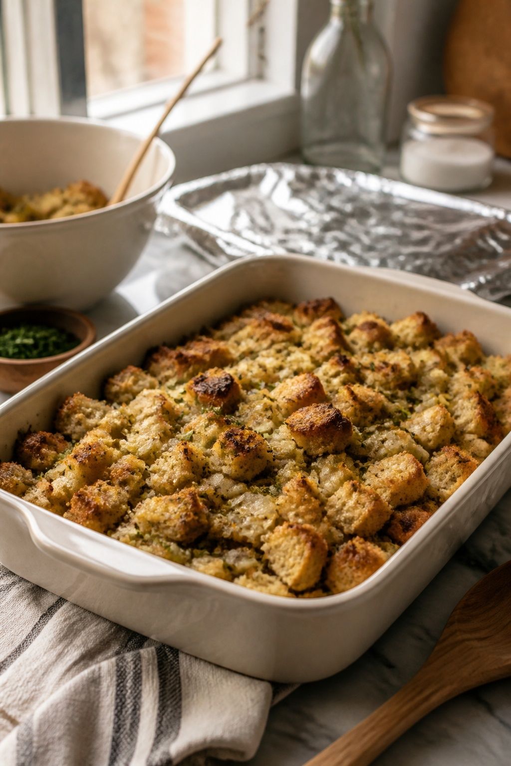 A Make-Ahead Stuffing or Dressing small apartment idea for Top 18 Friendsgiving Side Dishes to Elevate Your Holiday Spread.