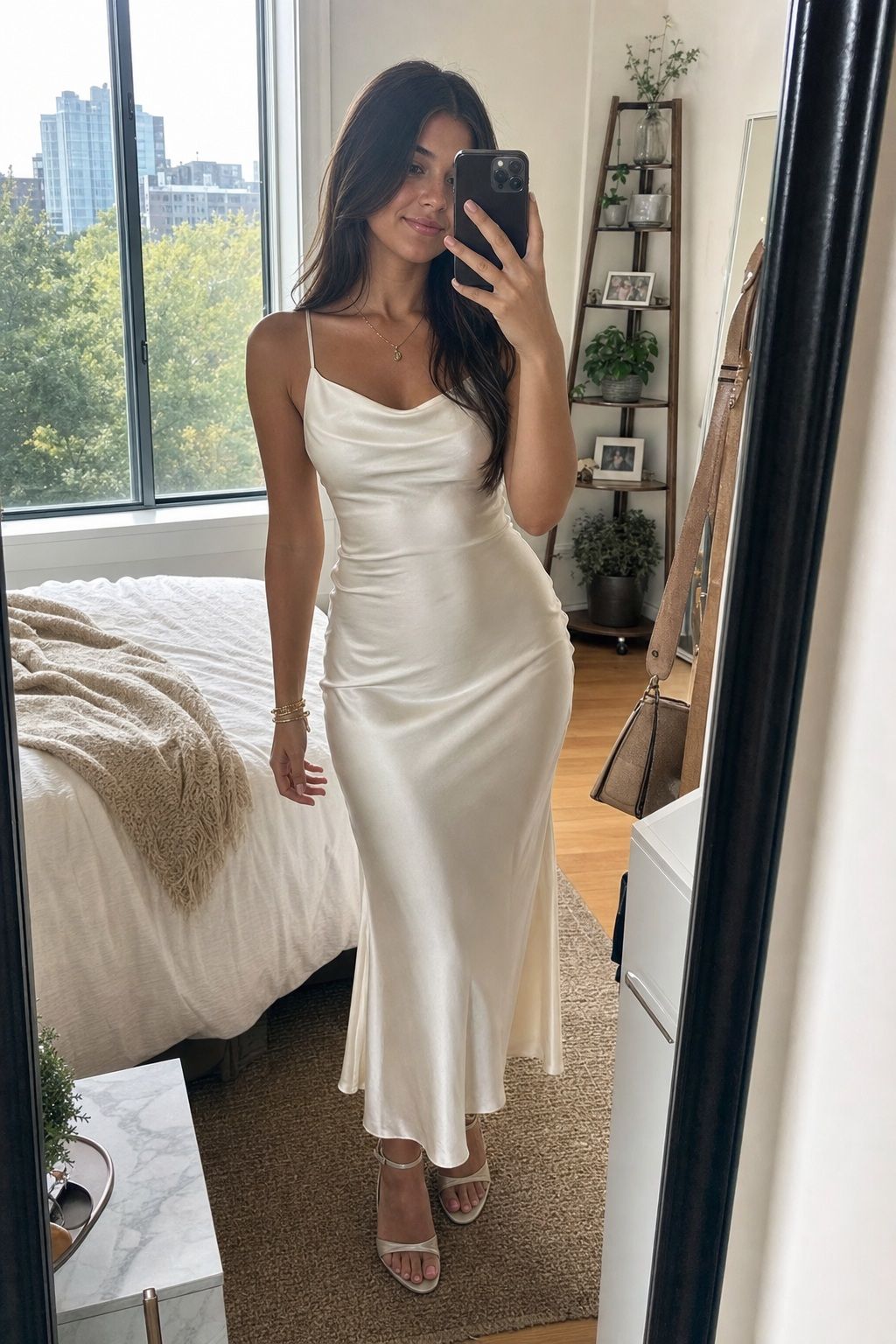Satin Slip Dress in Pearl White small apartment idea for Top 17 Graduation Outfit Ideas for High School Students to Look Their Best.